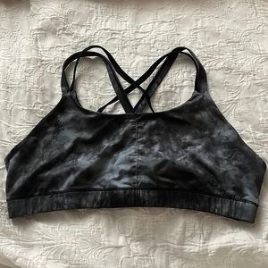 Black and Grey/Gray Cross Back Sports Bra